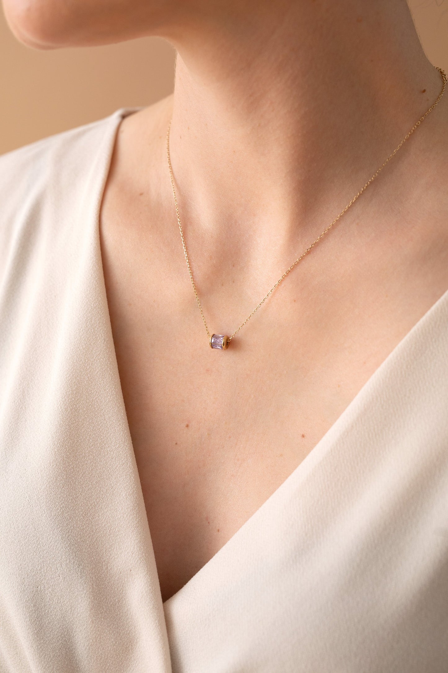 June Birthstone Precious Pendant Necklace 14kt Gold Over Sterling Silver