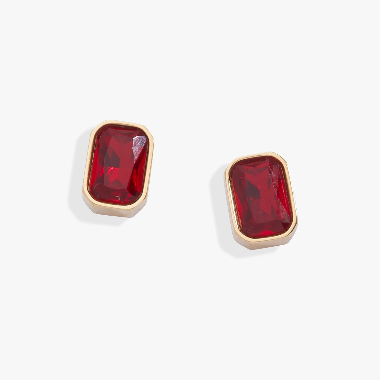 July Emerald-Cut Birthstone Stud Stainless Steel Gold