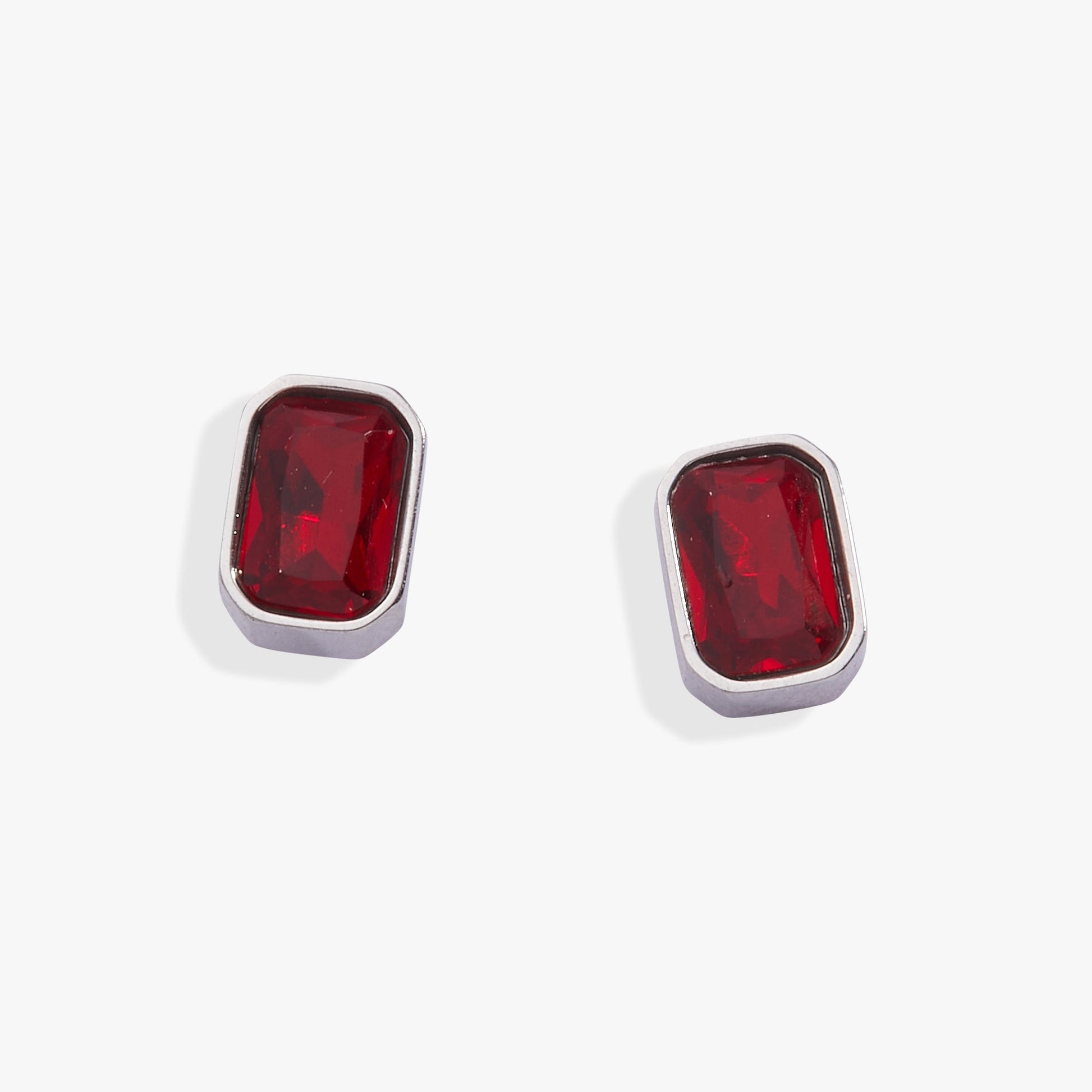 July Emerald-Cut Birthstone Stud Stainless Steel Gold