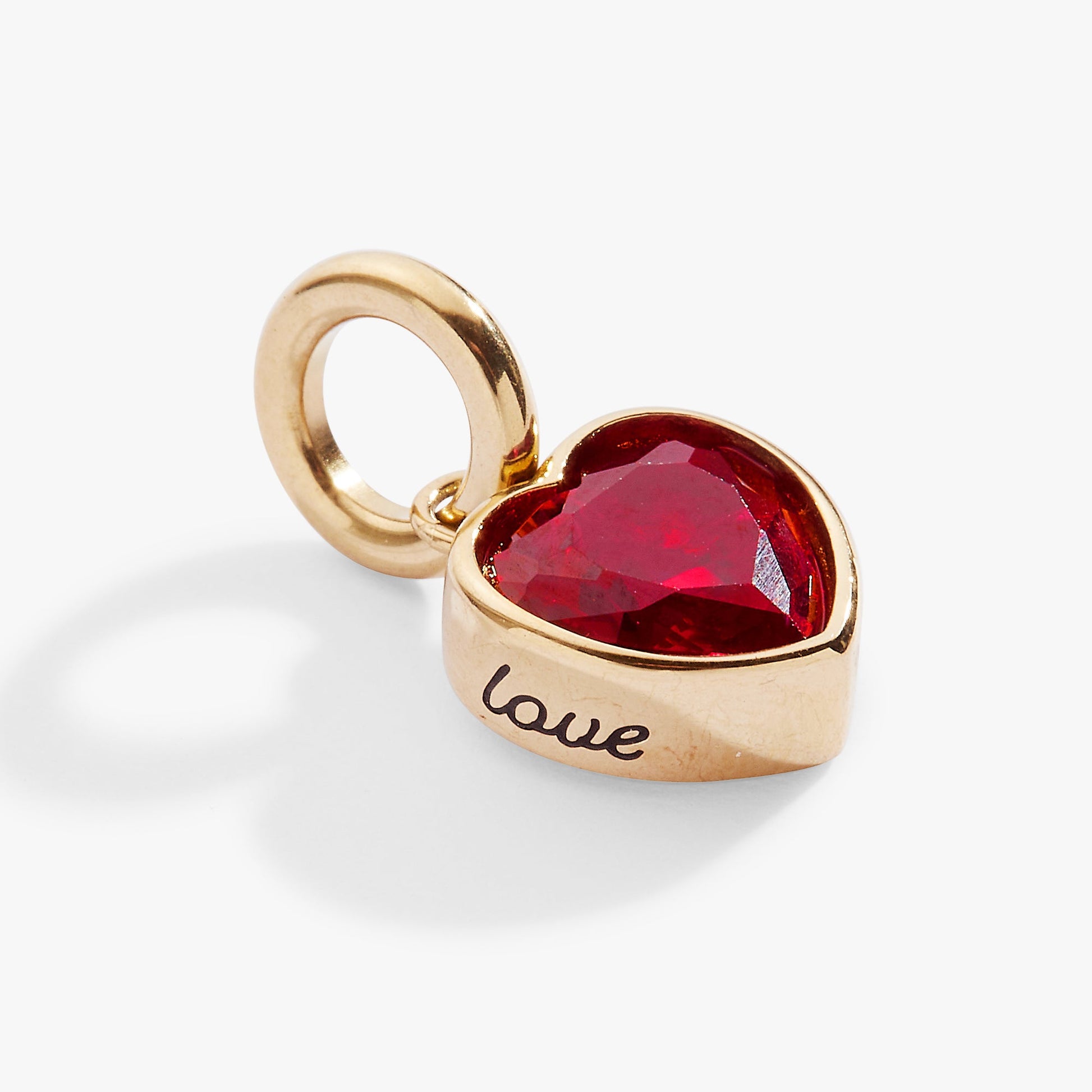 Love' Heart Birthstone Charm-JULY Stainless Steel Gold