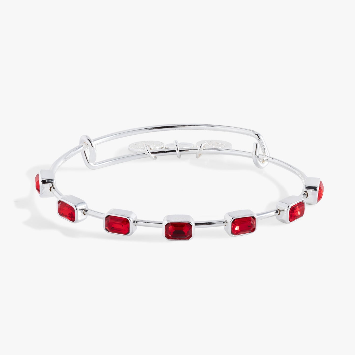 July Birthstone Emerald Cut Bangle Silver