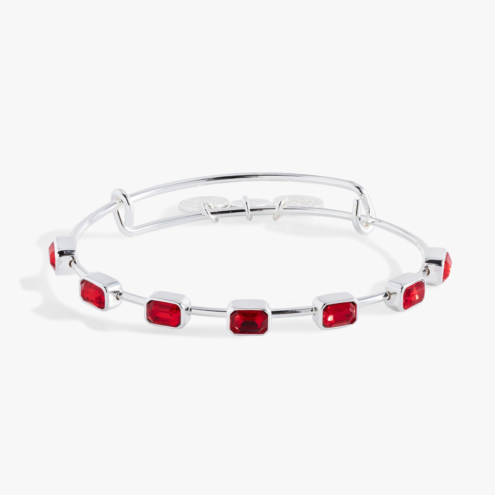 July Birthstone Emerald Cut Bangle Silver