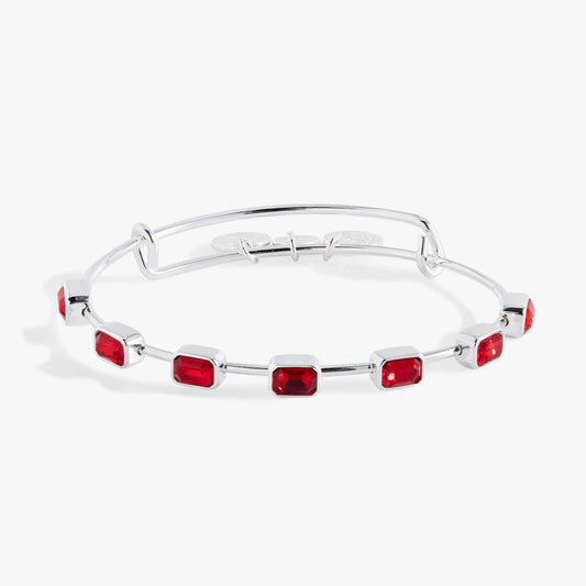 July Birthstone Emerald Cut Bangle Silver