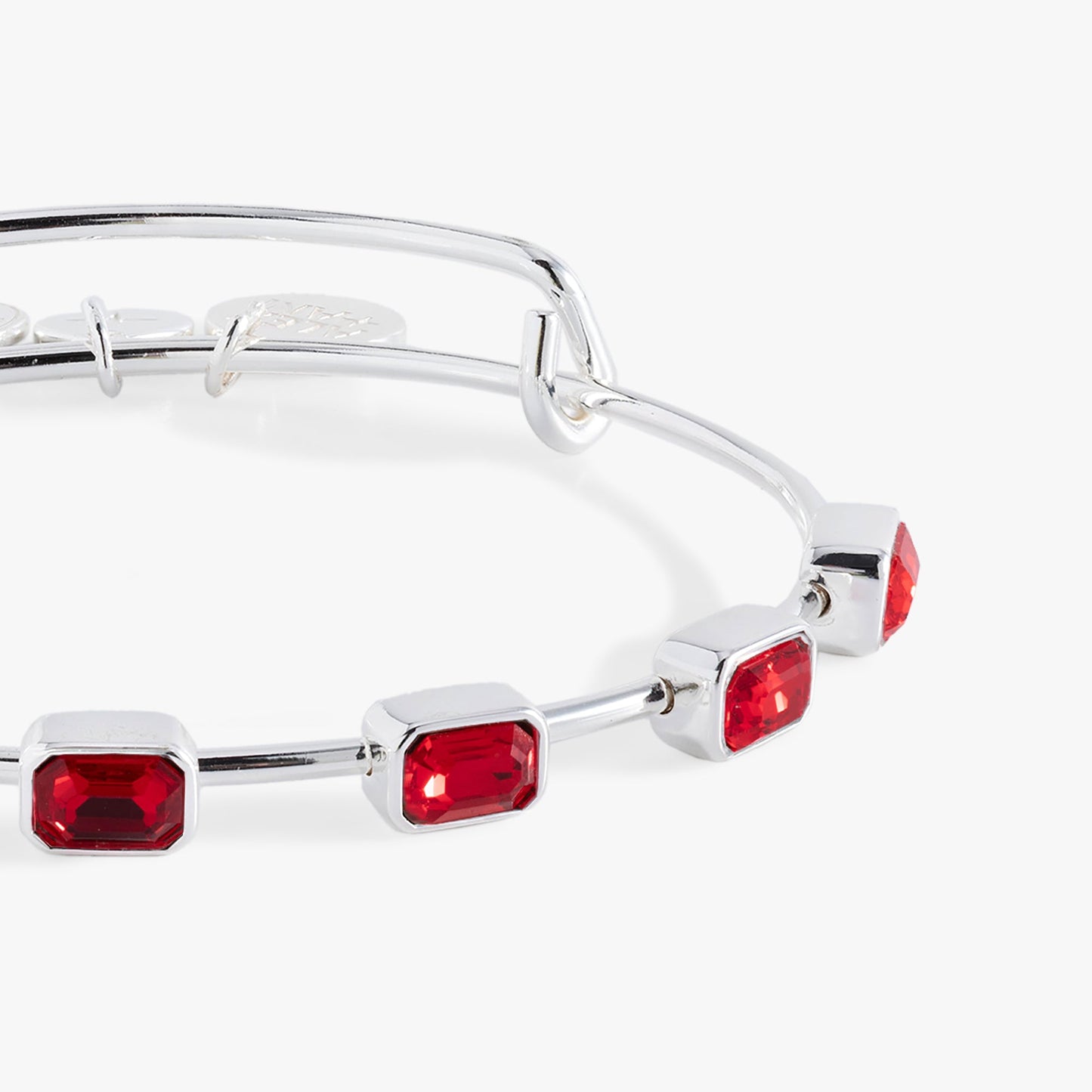July Birthstone Emerald Cut Bangle Silver
