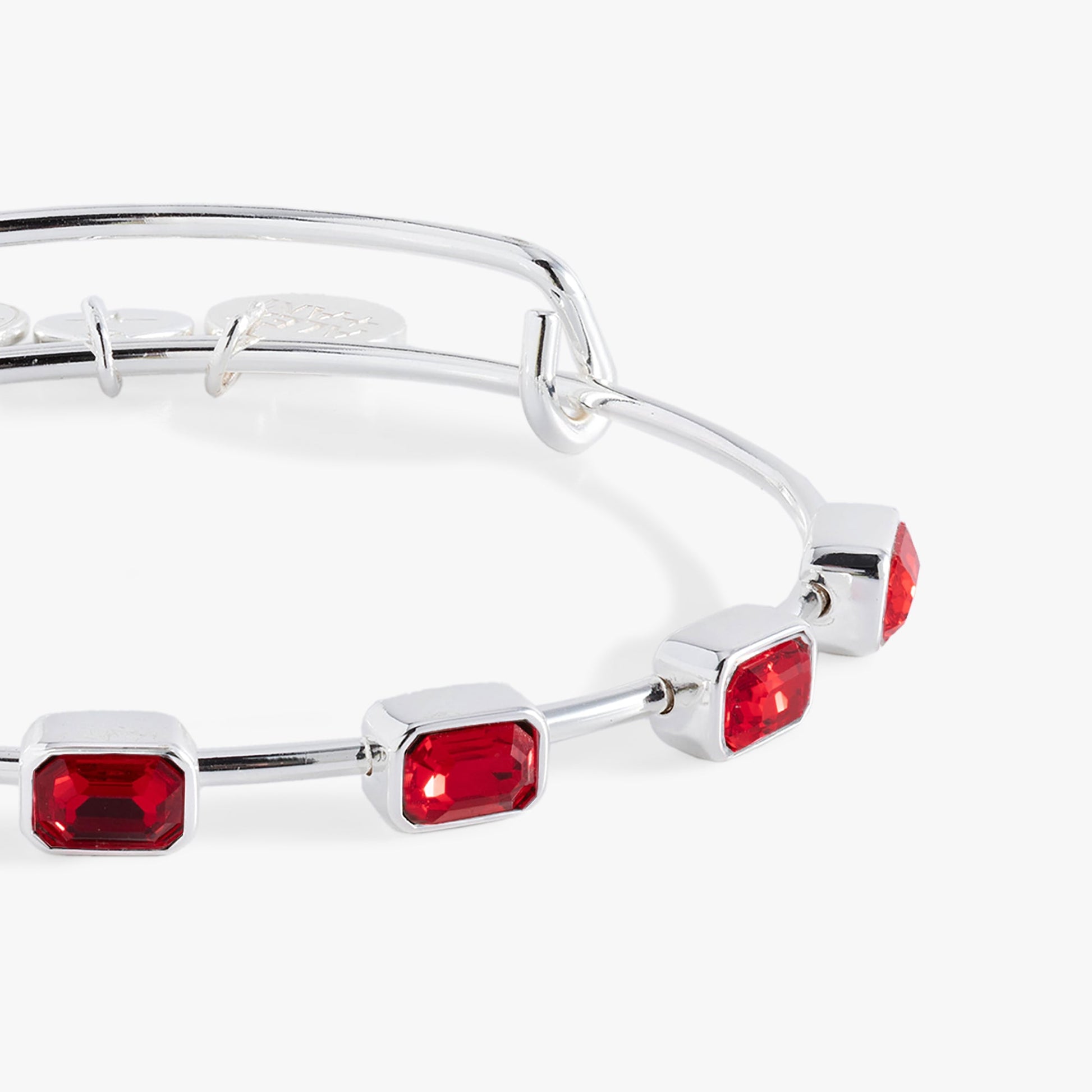 July Birthstone Emerald Cut Bangle Silver