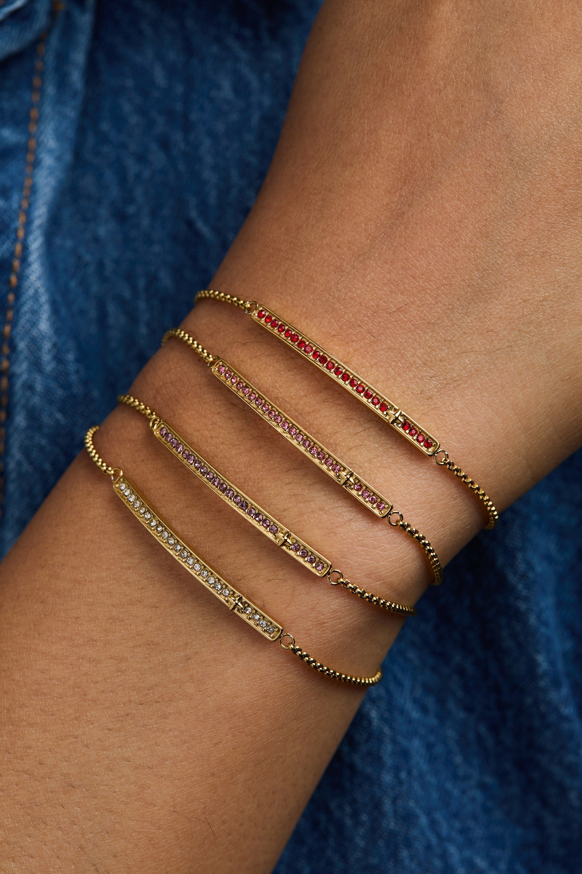 Birthstone Pave Bolo - July Stainless Steel Gold