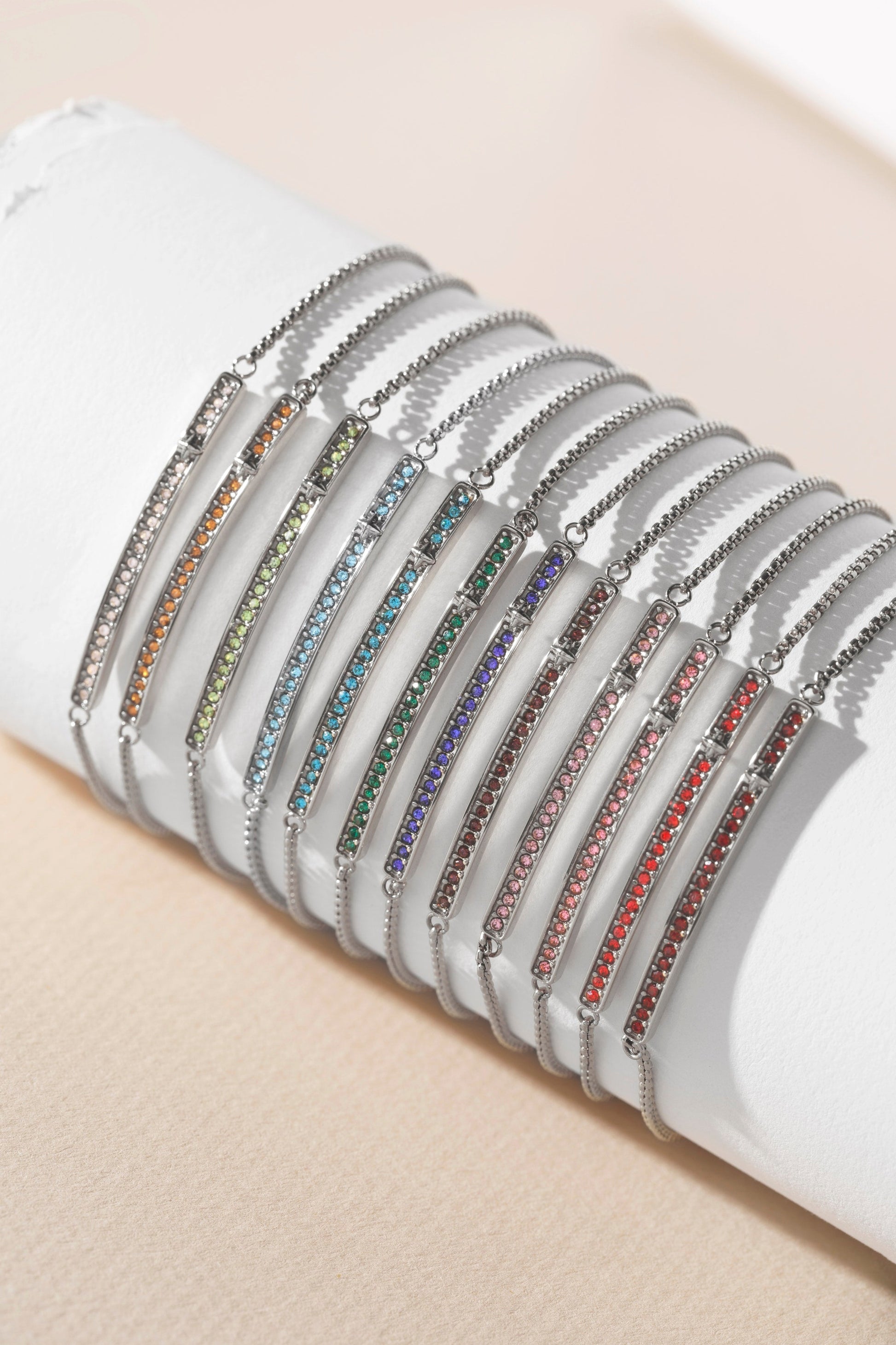 Birthstone Pave Bolo - July Stainless Steel Gold