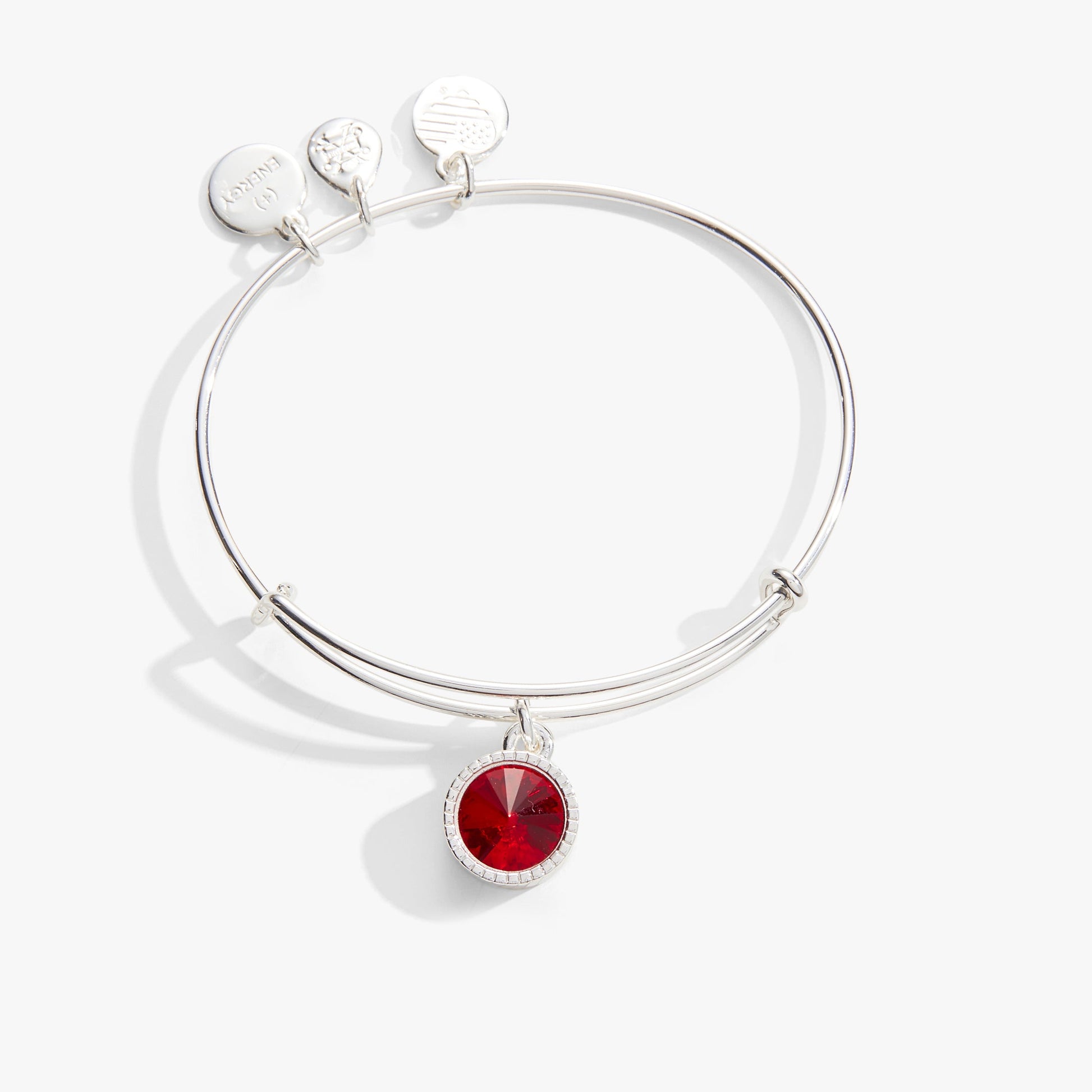 Ruby July Birthstone Charm Bangle Silver