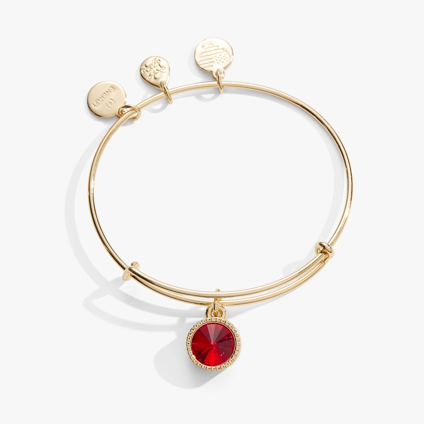 Ruby July Birthstone Charm Bangle Silver