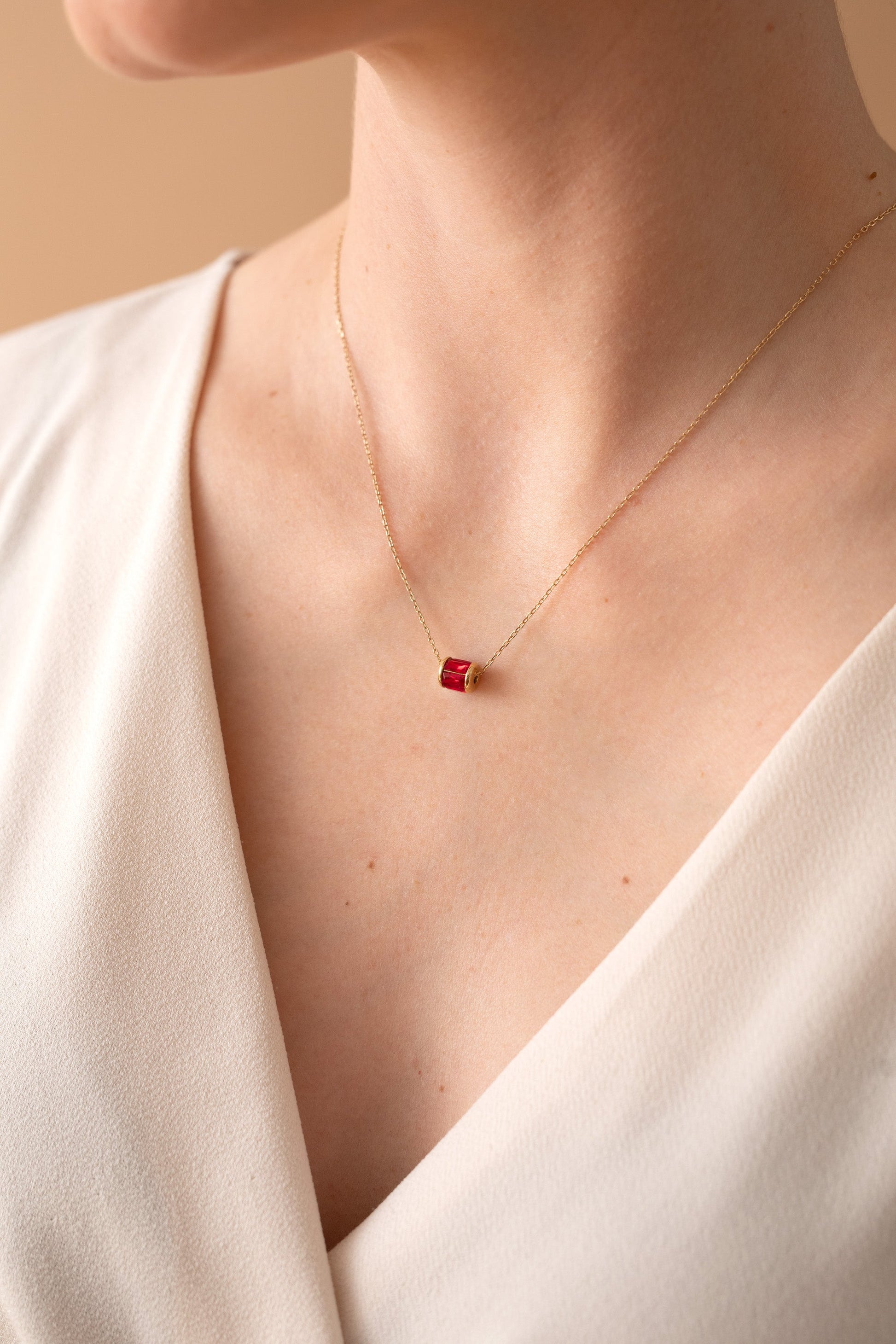 July Birthstone Precious Pendant Necklace 14kt Gold Over Sterling Silver