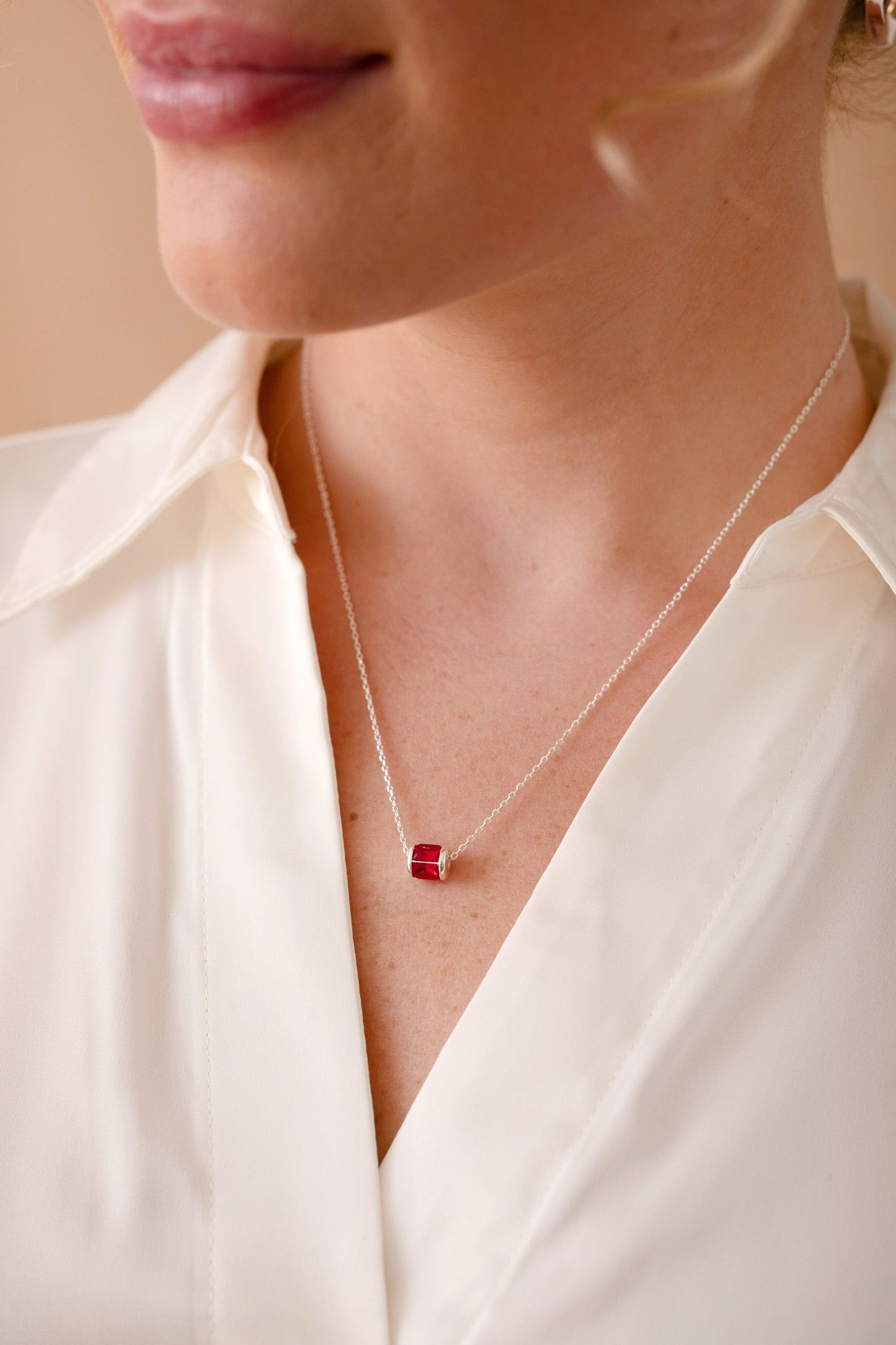 July Birthstone Precious Pendant Necklace 14kt Gold Over Sterling Silver