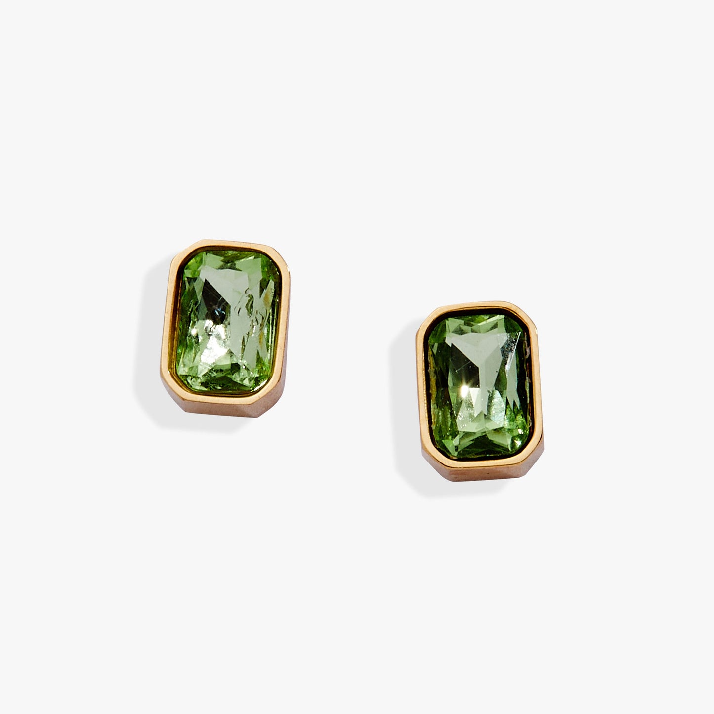August Emerald-Cut Birthstone Stud Stainless Steel Gold