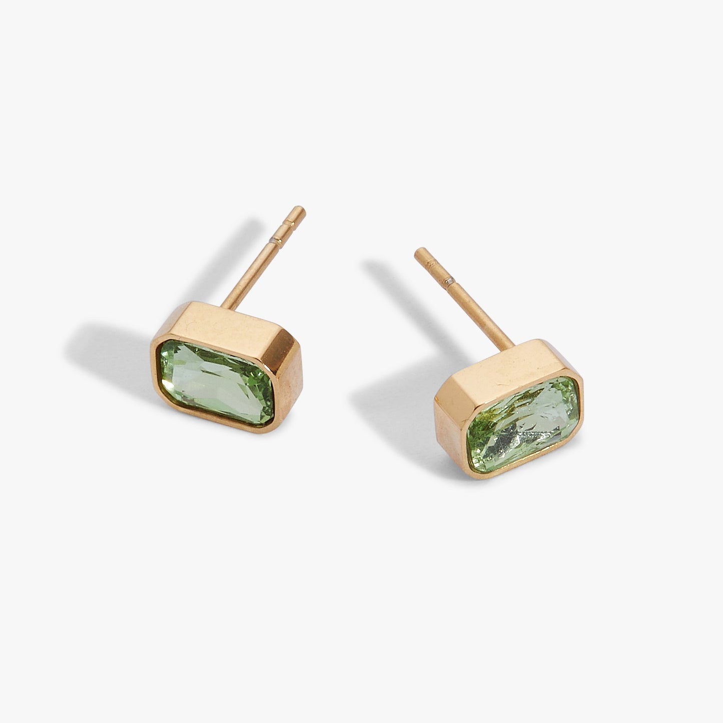August Emerald-Cut Birthstone Stud Stainless Steel Gold
