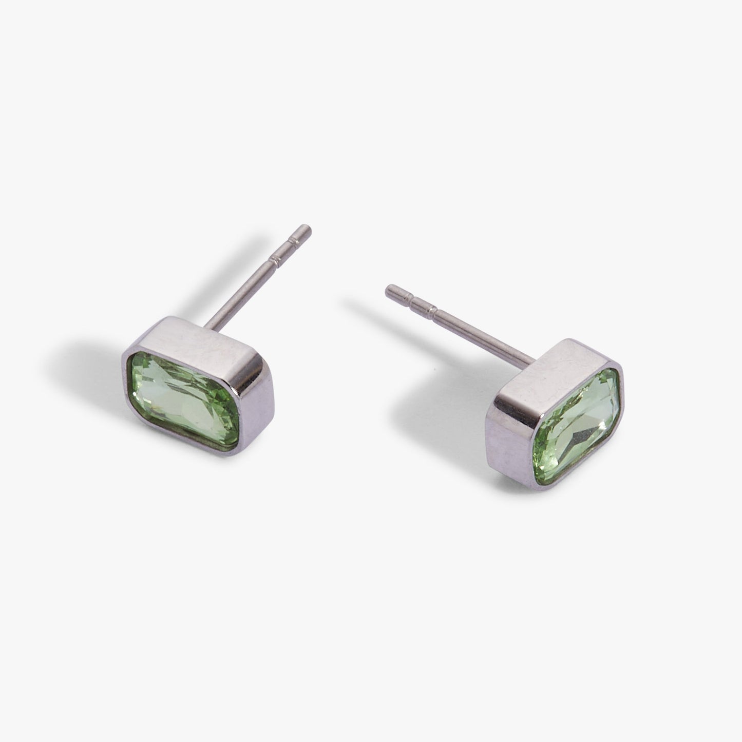 August Emerald-Cut Birthstone Stud Stainless Steel Gold