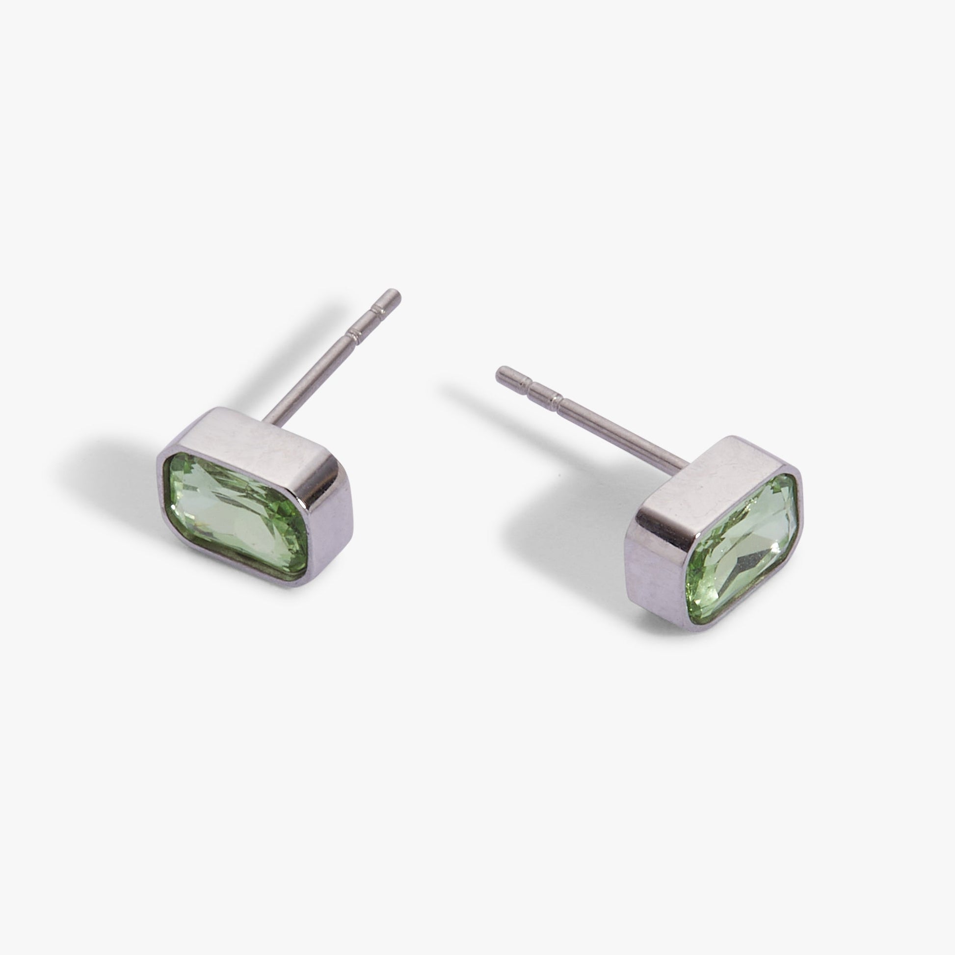 August Emerald-Cut Birthstone Stud Stainless Steel Gold