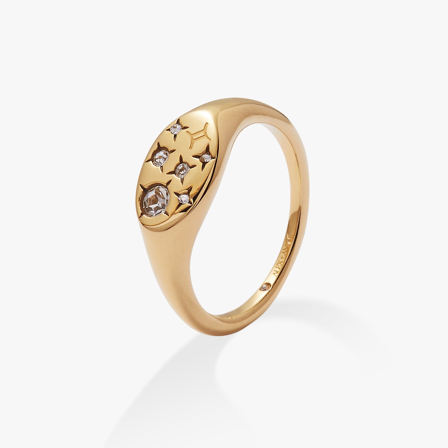 Gemini Zodiac Ring Stainless Steel Gold