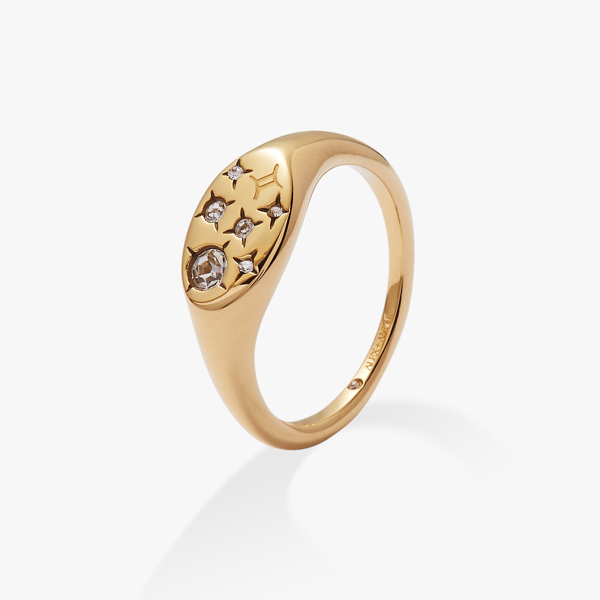 Gemini Zodiac Ring Stainless Steel Gold