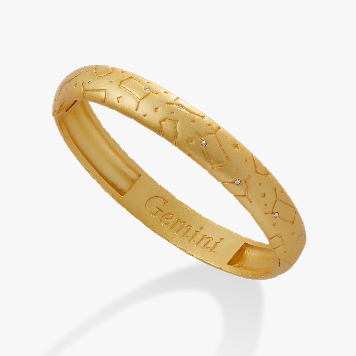 Gemini Zodiac Hinge Bangle Satin Silver
