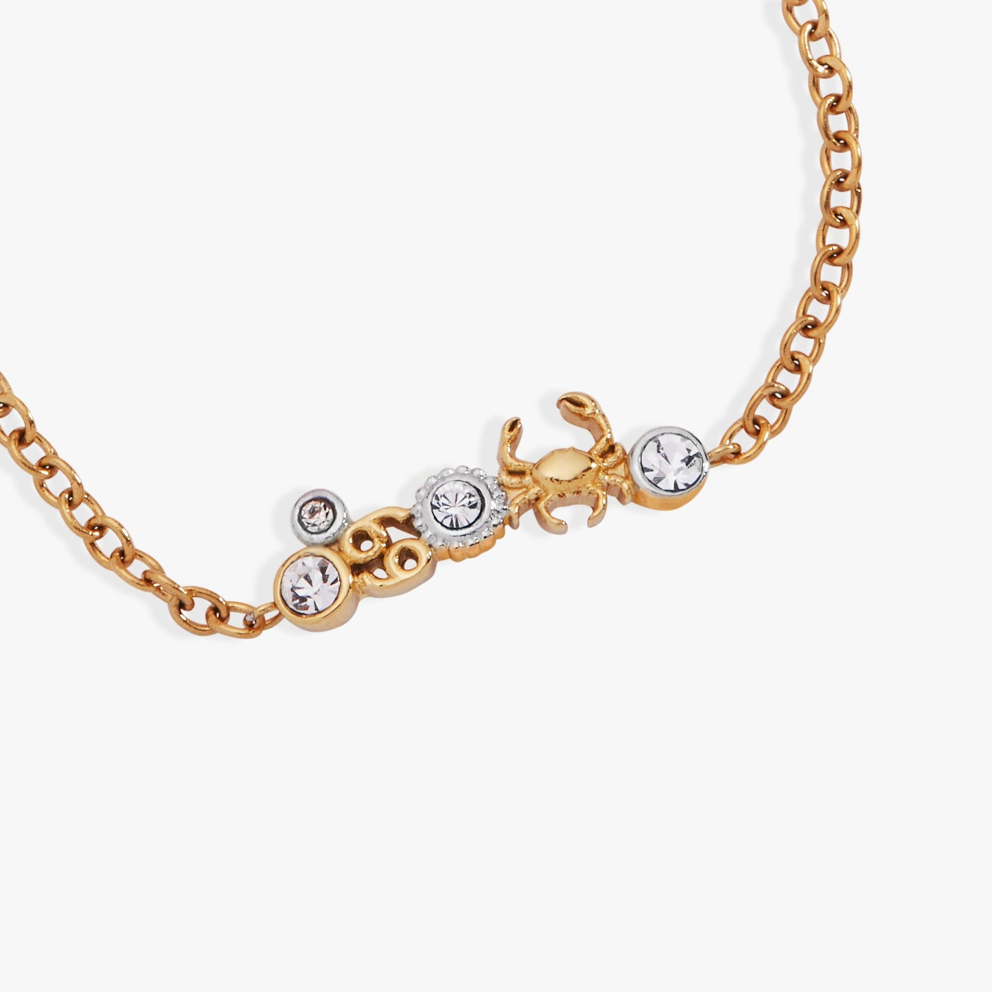 Cancer Symbol Inline Bracelet Two Tone - Stainless Steel