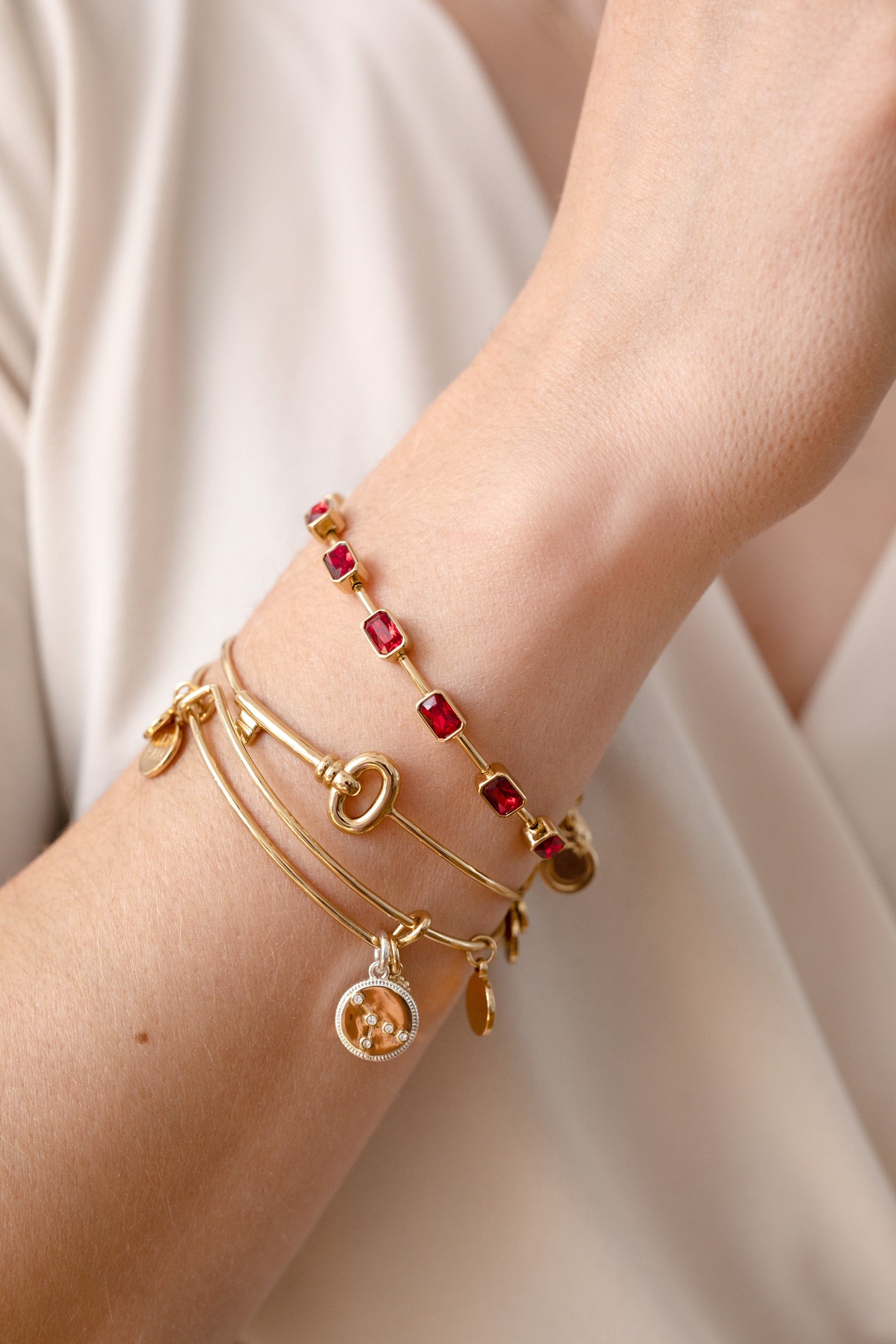 Cancer Zodiac Charm Bangle Two Tone