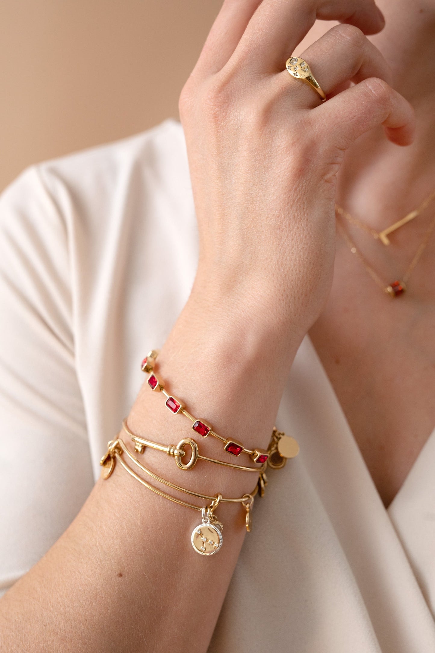 Cancer Zodiac Charm Bangle Two Tone