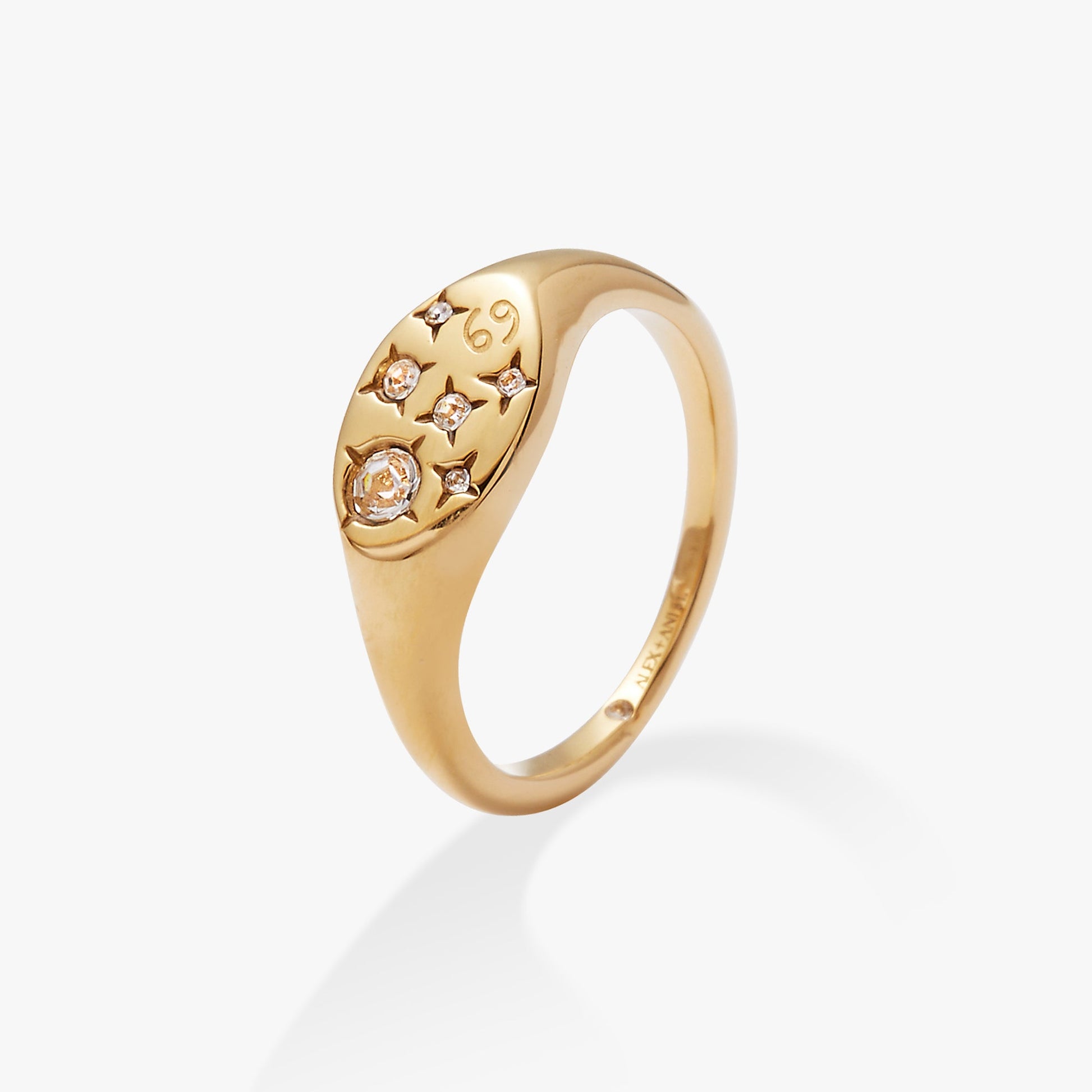 Cancer Zodiac Ring Stainless Steel Gold