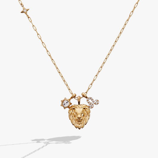 Leo Charm Cluster Necklace Stainless Steel Gold
