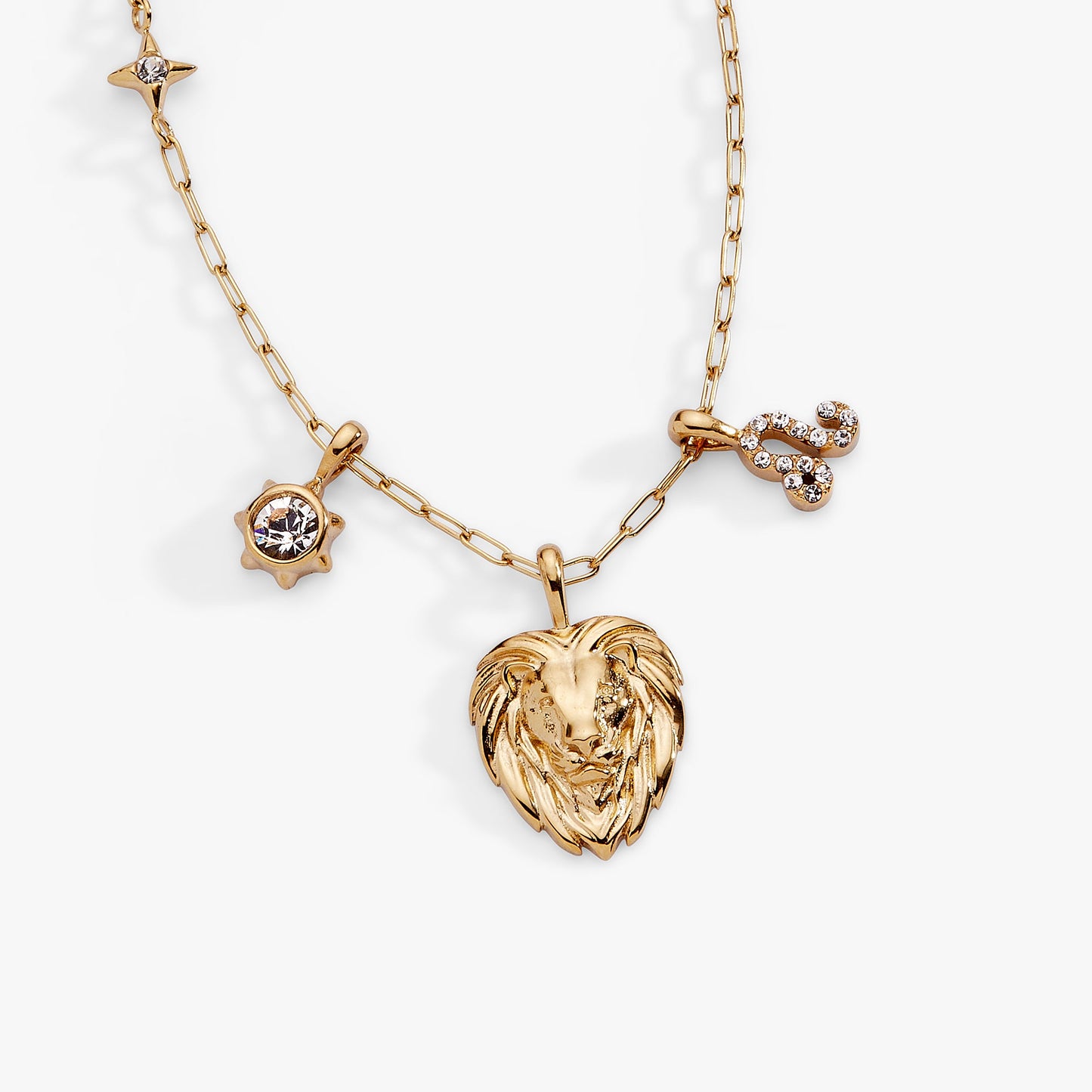 Leo Charm Cluster Necklace Stainless Steel Gold