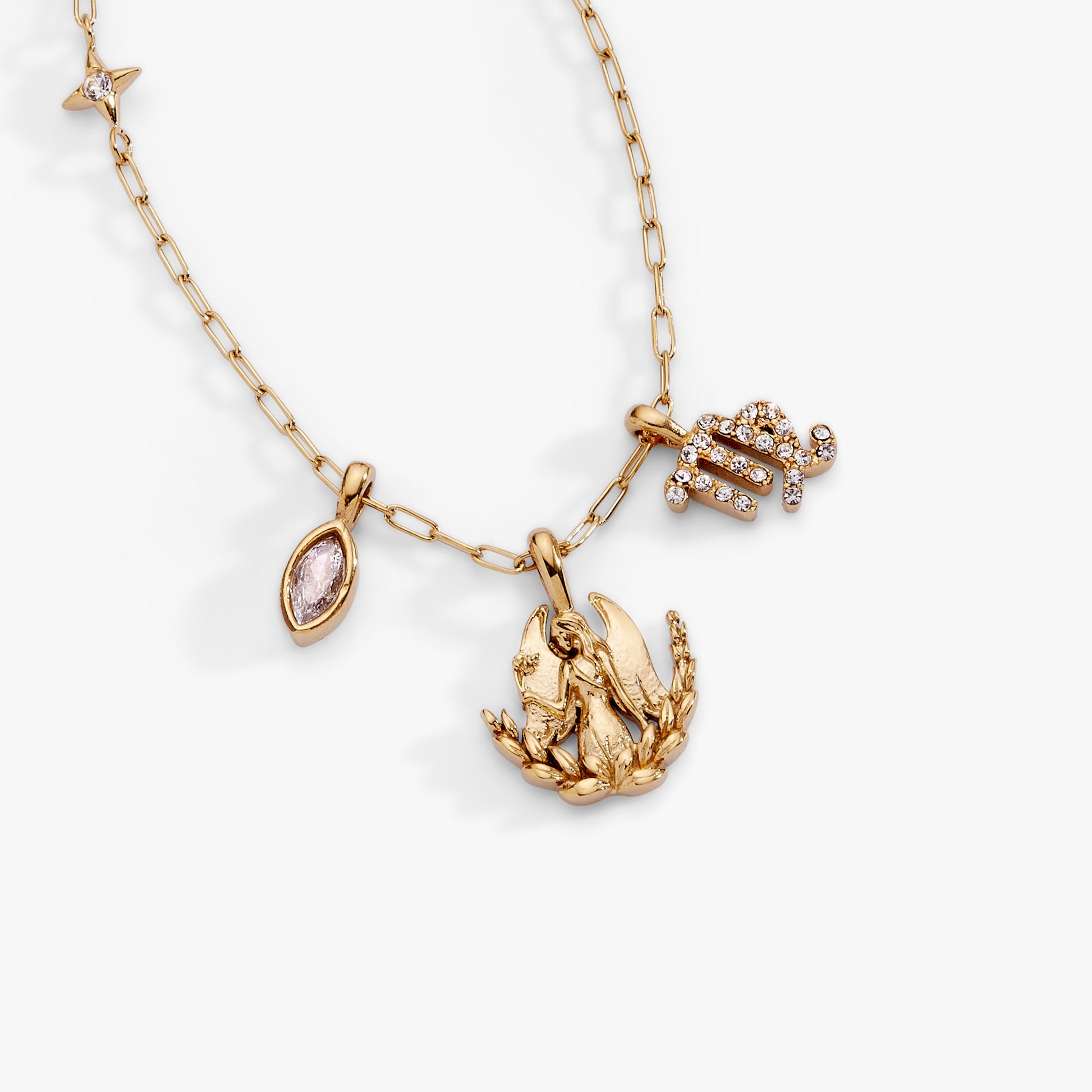 Virgo Charm Cluster Necklace Stainless Steel Gold