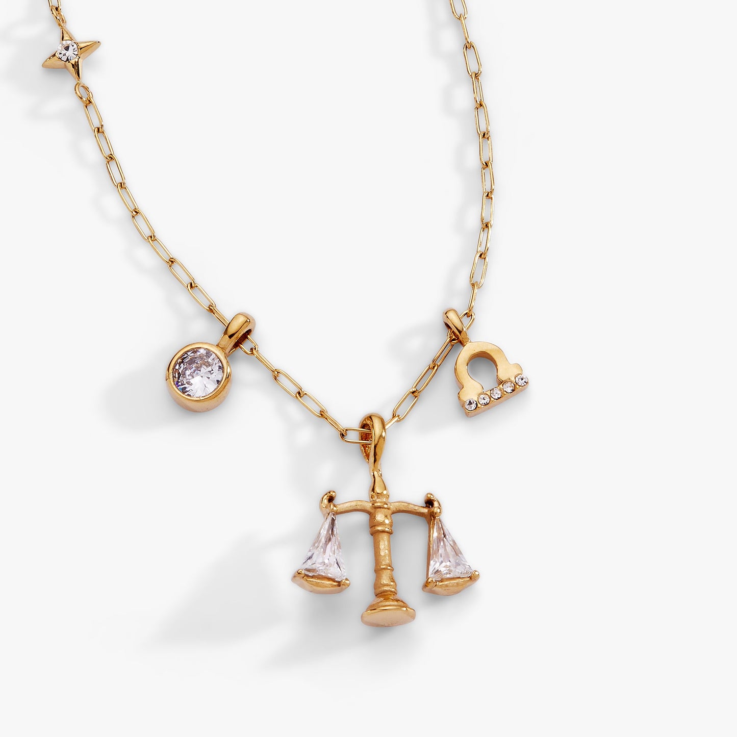 Libra Charm Cluster Necklace Stainless Steel Gold