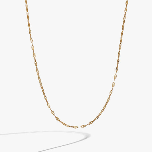 Faceted Lip Chain Necklace Gold
