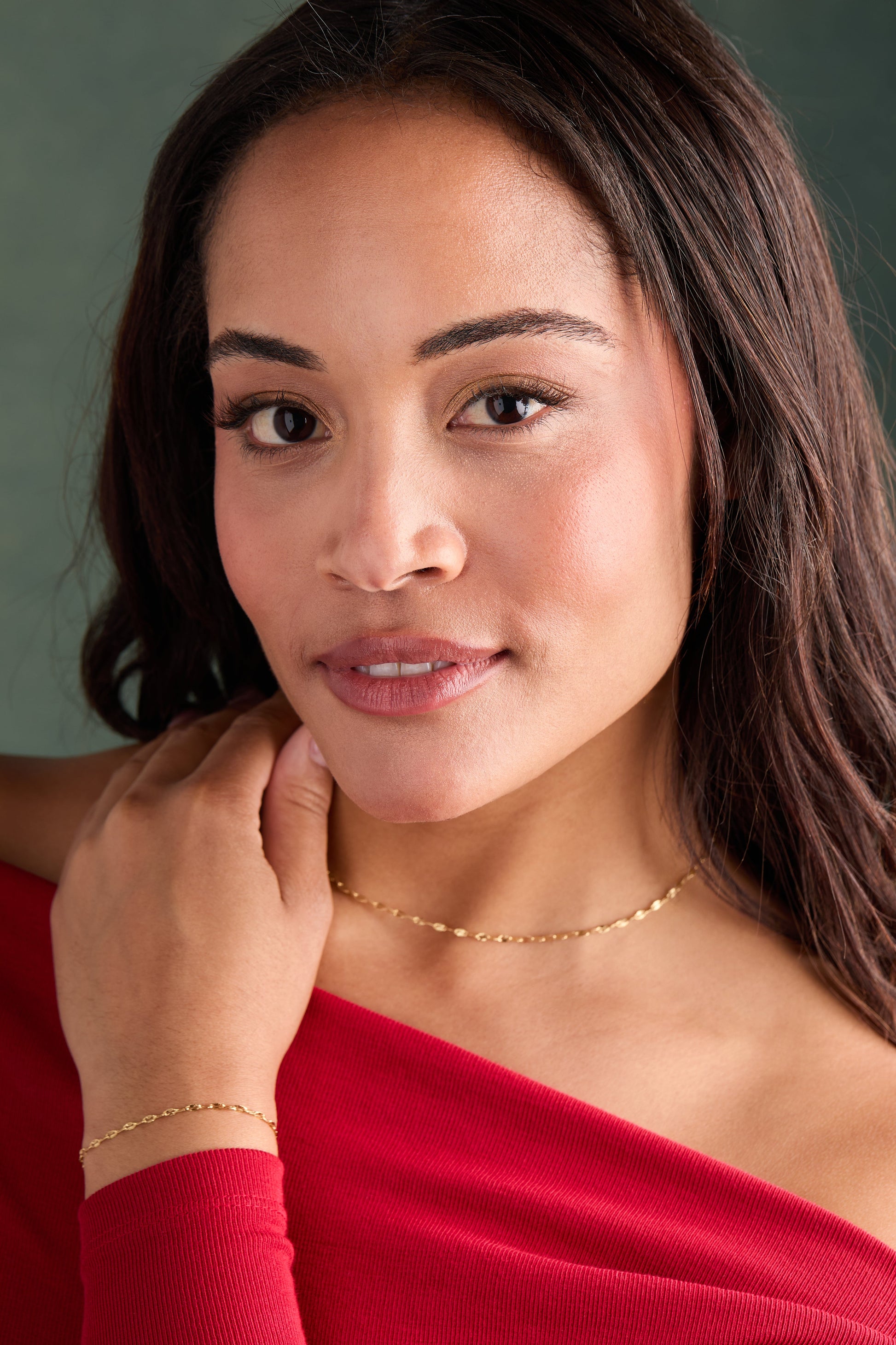 Faceted Lip Chain Necklace Gold