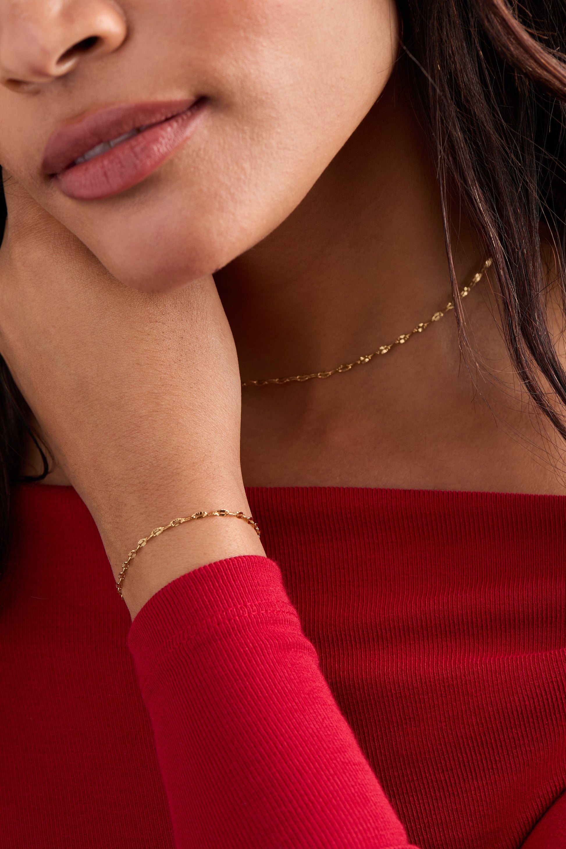 Faceted Lip Chain Bracelet Gold