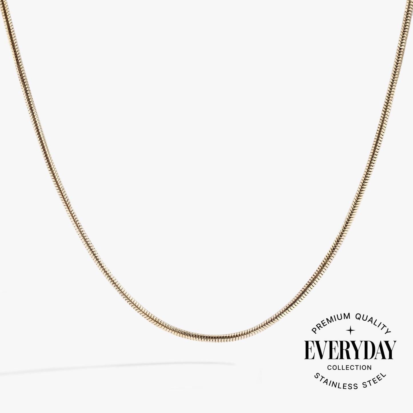 Round Herringbone Charm & Layering Necklace Stainless Steel Silver