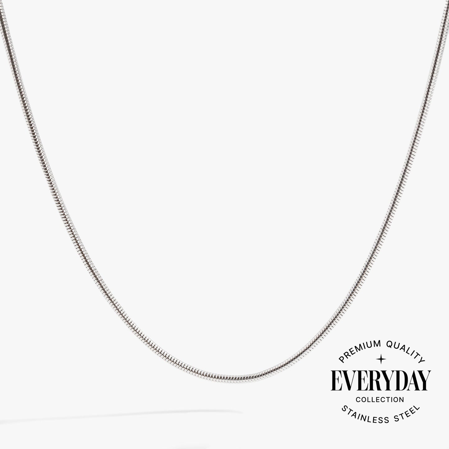 Round Herringbone Charm & Layering Necklace Stainless Steel Silver