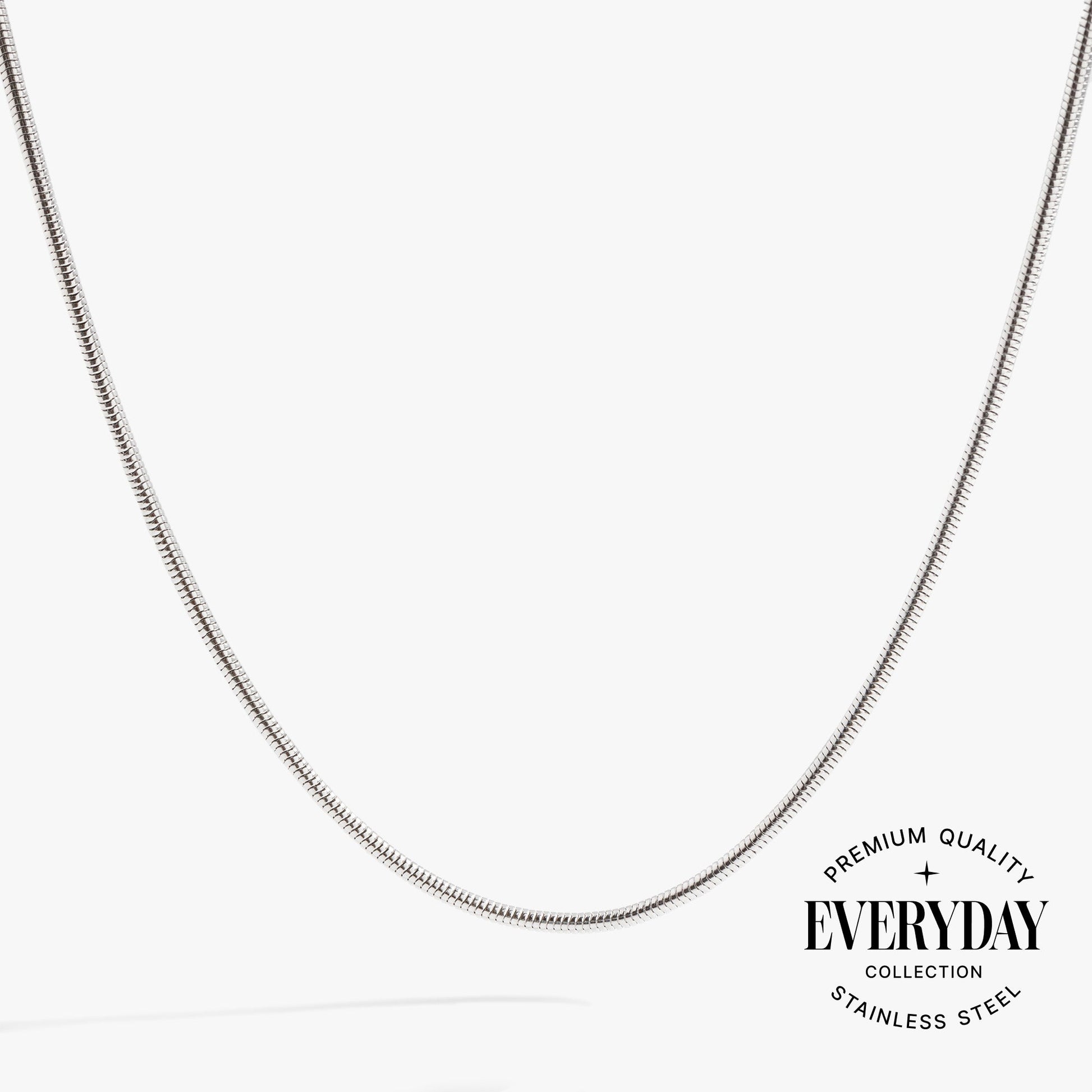 Round Herringbone Charm & Layering Necklace Stainless Steel Silver