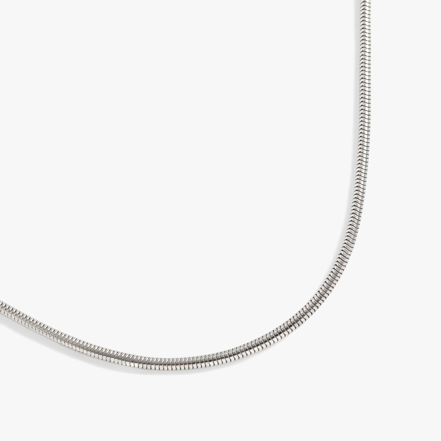 Round Herringbone Charm & Layering Necklace Stainless Steel Silver
