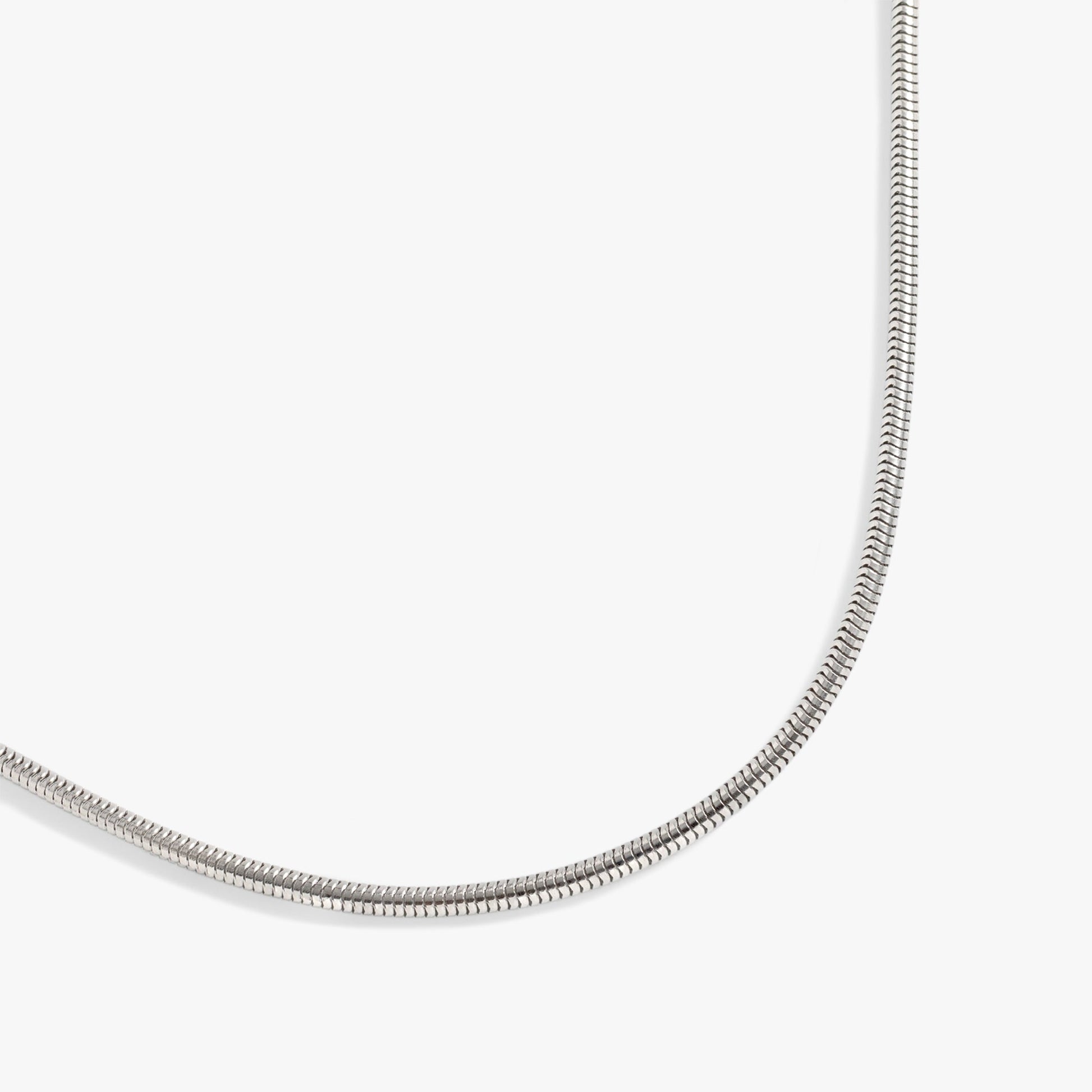 Round Herringbone Charm & Layering Necklace Stainless Steel Silver
