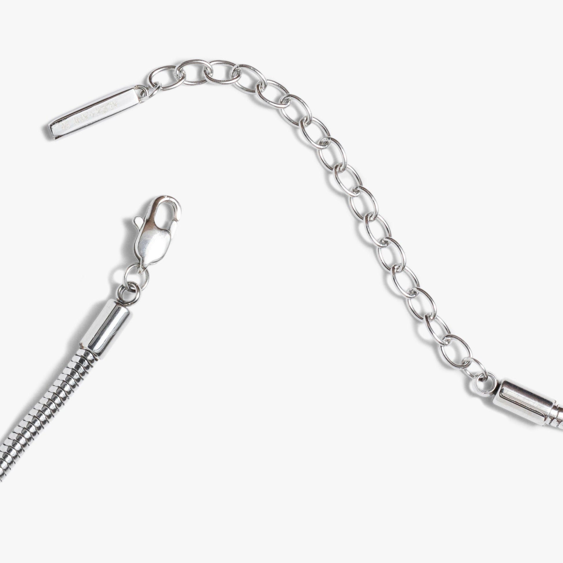 Round Herringbone Charm & Layering Necklace Stainless Steel Silver