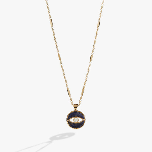 Sodalite Evil Eye Necklace Gold