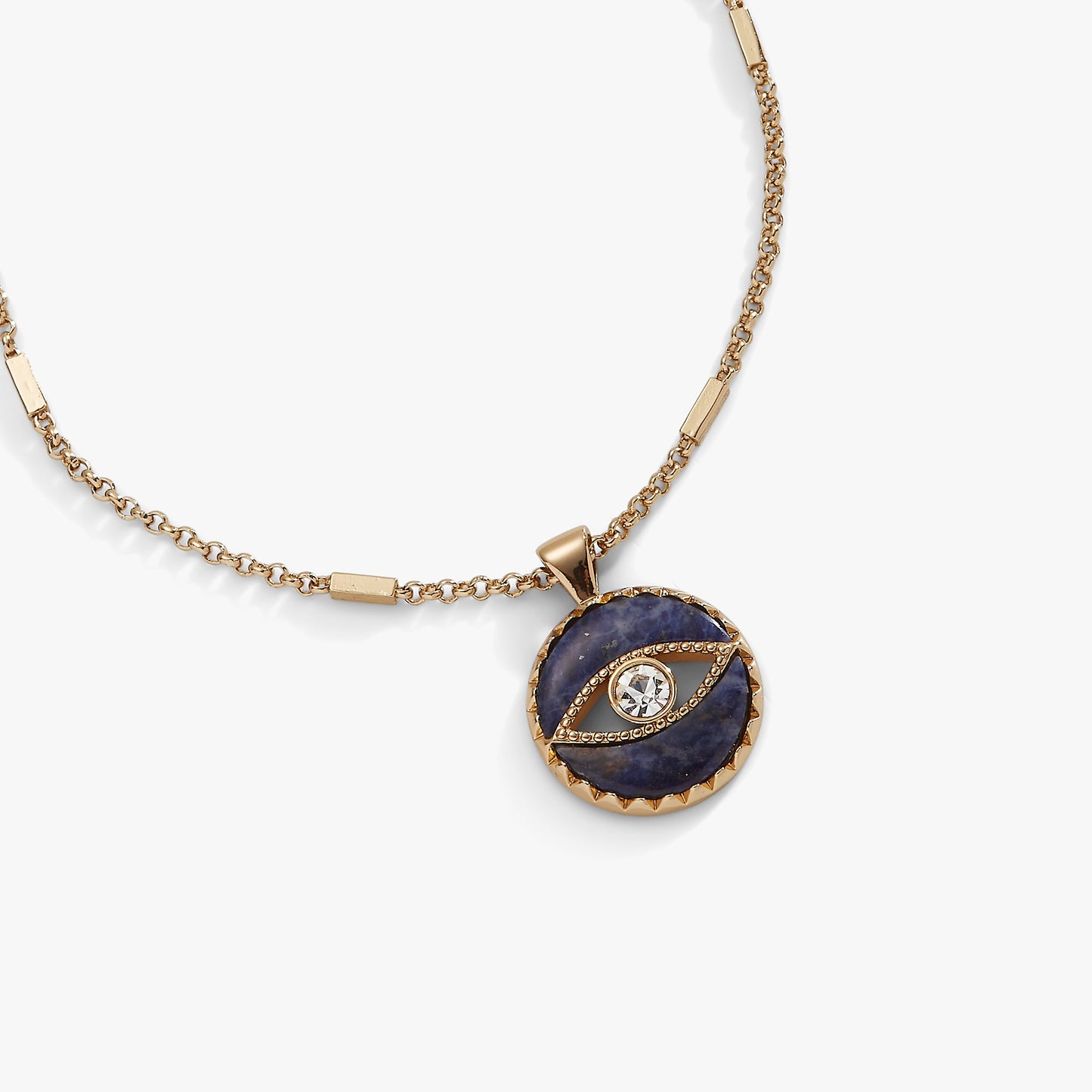 Sodalite Evil Eye Necklace Gold