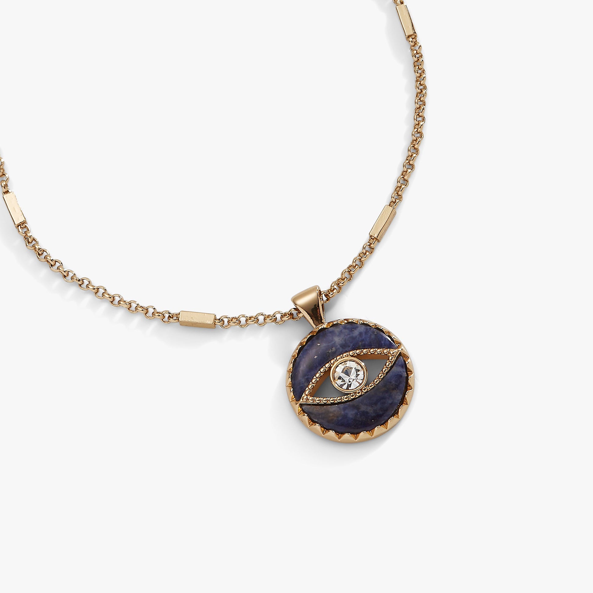 Sodalite Evil Eye Necklace Gold