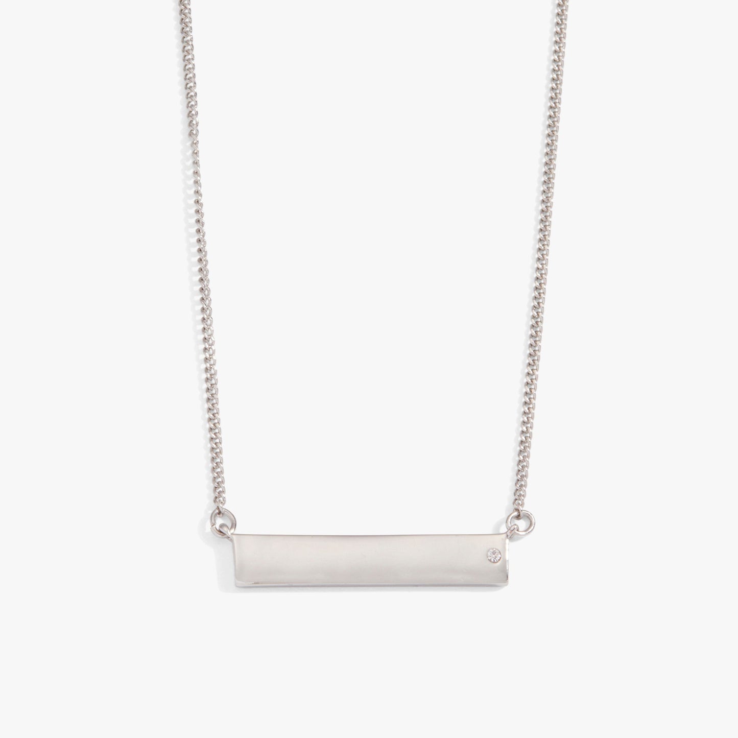 Bar Necklace with Crystal Accent Shiny Rose Gold