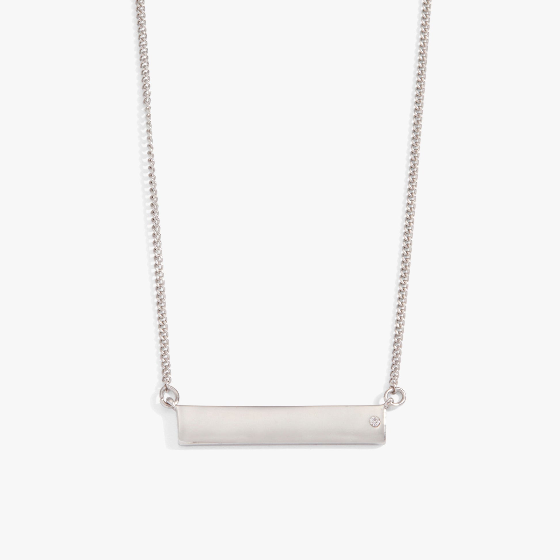 Bar Necklace with Crystal Accent Shiny Rose Gold