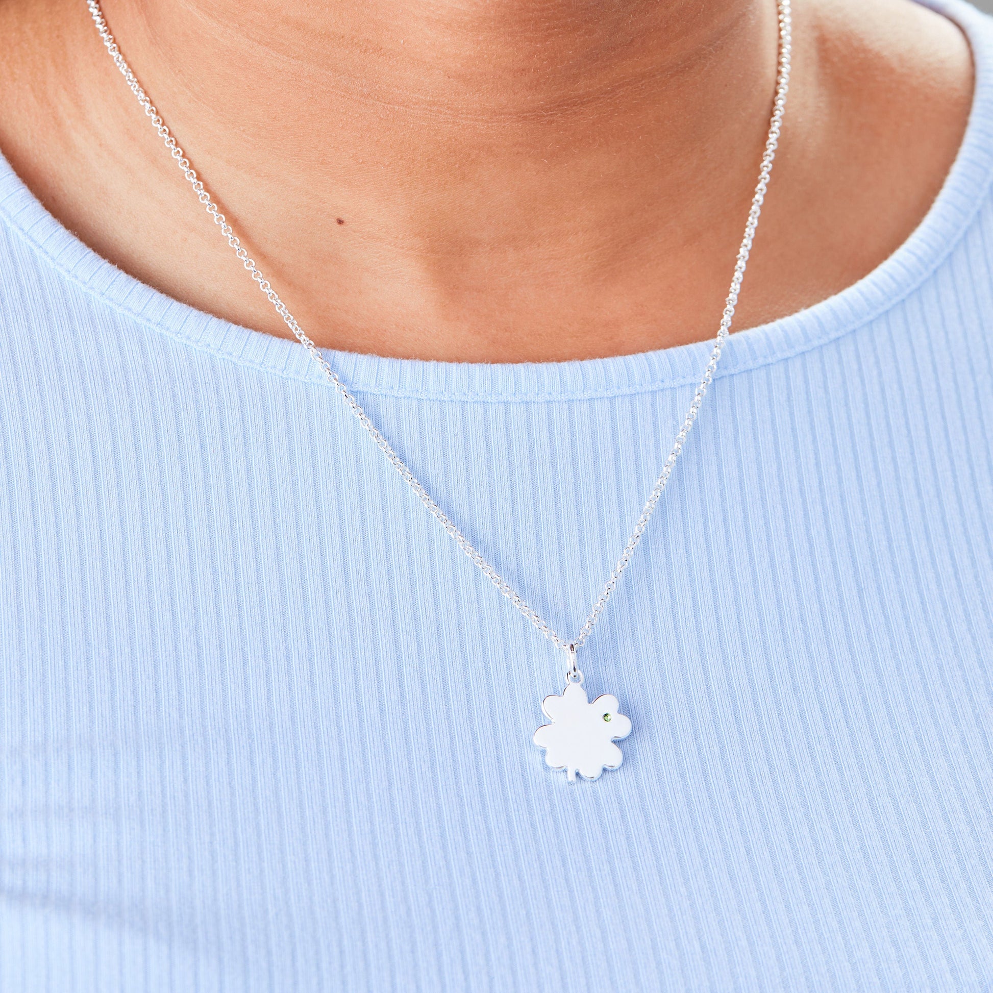 Four-Leaf Clover Necklace, 21" Gold
