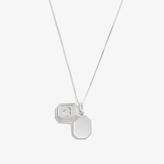 Slider Tag Heart Charm Necklace Gold