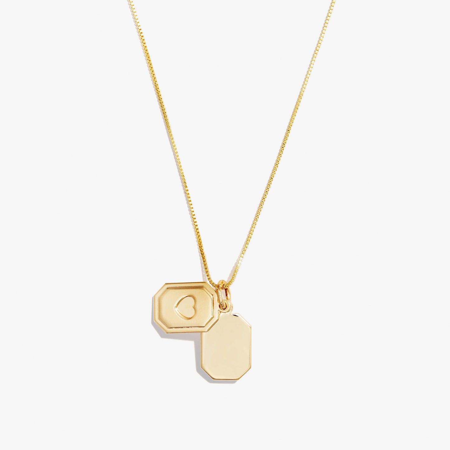 Slider Tag Heart Charm Necklace Gold