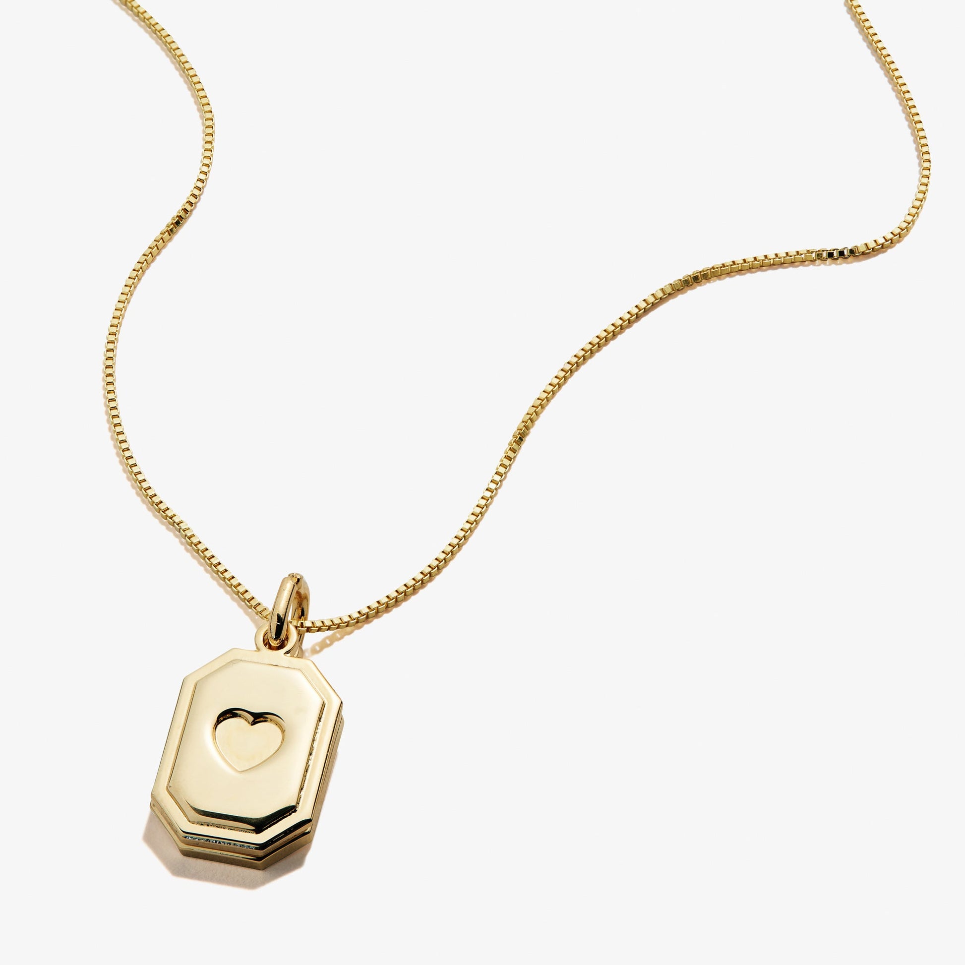 Slider Tag Heart Charm Necklace Gold