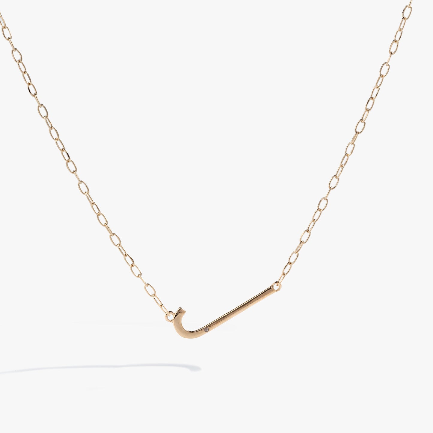 Precious Elongated Initial Necklace J 14kt Gold Over .925 Sterling Silver