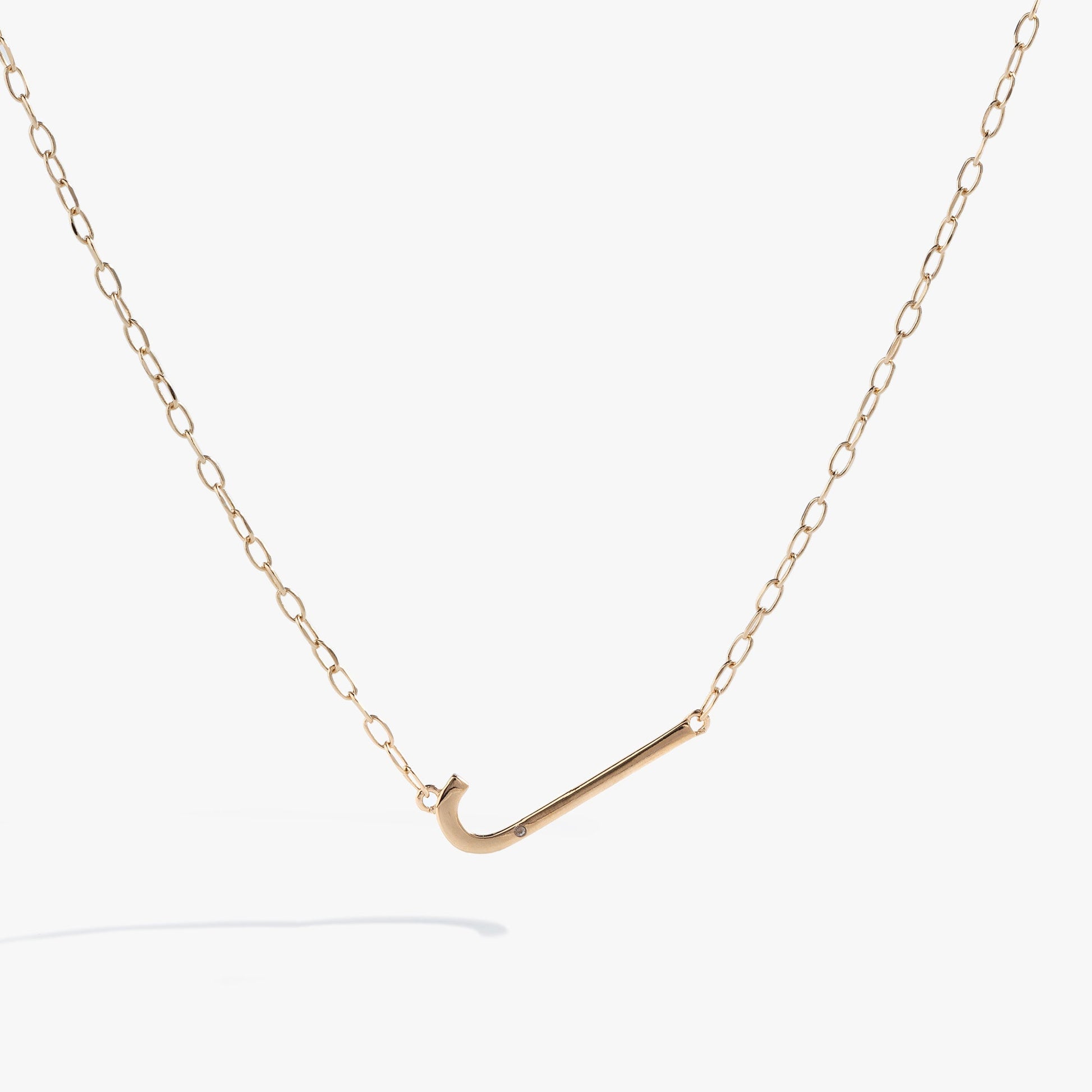Precious Elongated Initial Necklace J 14kt Gold Over .925 Sterling Silver